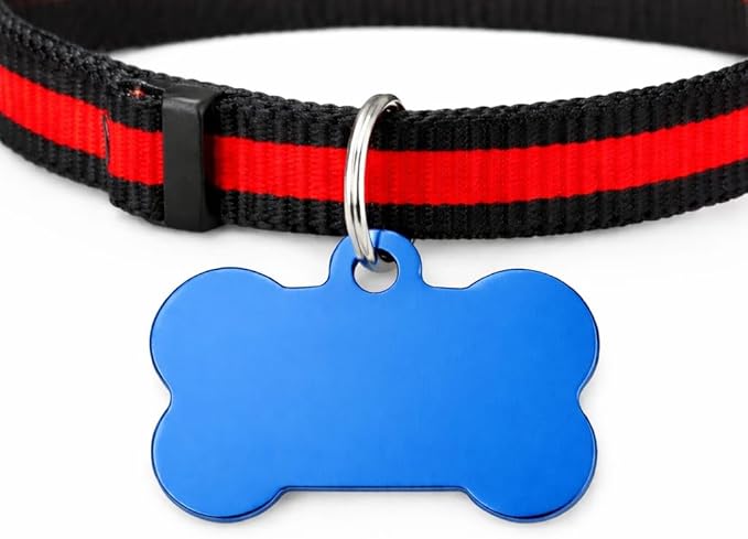 Custom Stainless Steel Dog Tag – Laser Engraved Pet ID Tag, Shiny Polished Metal, Lightweight & Affordable, Personalized for Dogs & Pets (Large, Blue)
