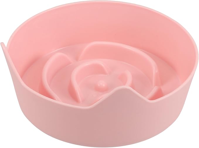 COHEALI Cat Slow Feeder Bowl Non-Slip Plastic Small Shallow Feeding Dish Candy Color Pink for Indoor Cats Kitten Feeding Plate Pet Food Tray
