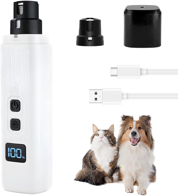 2026 New Catlabo Pet Nail Trimmer, Low-Vibration Ultra-Quiet <40dB, 2 Grinding Heads & 360° Adjustable for Cats & Dogs (White)