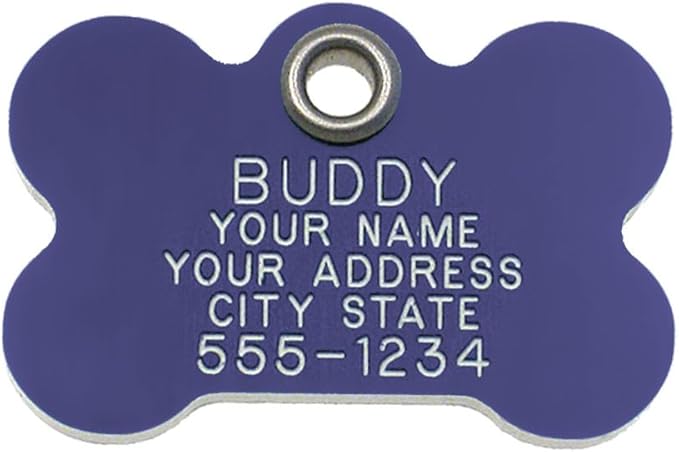 Durable Plastic Pet ID Tag, Outlasts Cheap Aluminum Tags for The Same Price, Custom Engraved, Medium Purple Bone