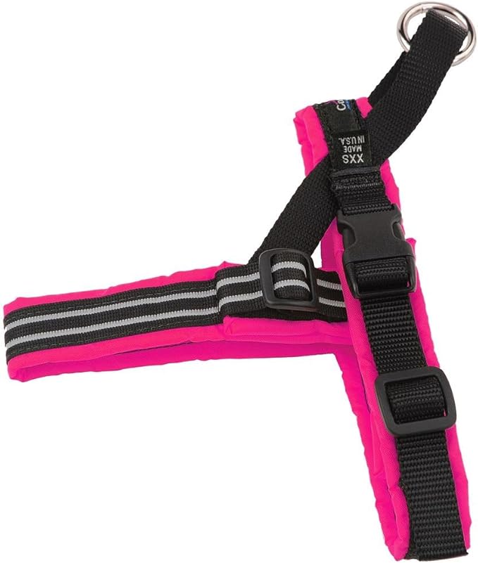 ComfortFlex Sport Dog Harness – No-Choke, Fully Padded, Non-Chafing Harness with Control Handle – Reflective, Lightweight, Adjustable for Active Dogs - XXSmall, Hot Pink