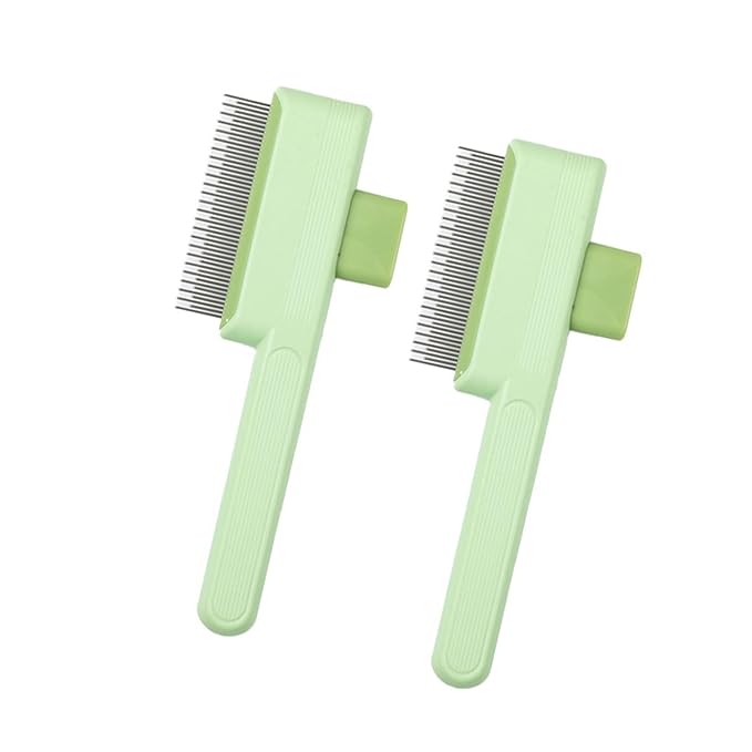 SelfCleaning Pet Detangling Brush Fine Teeth Hair Comb for Small to Large Dog Loose Furs Deshedding Grooming Tool 2pcs Ergonomic Pet Grooming Brush