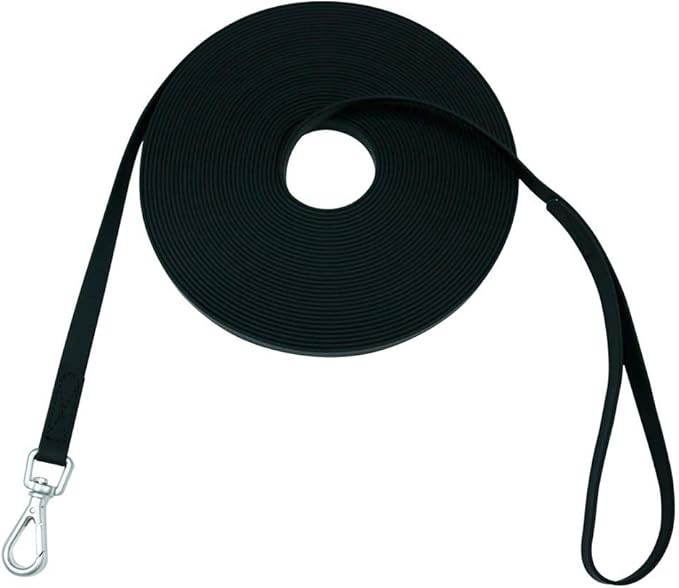 Waterproof Dog Training Leash 50FT 30FT 15FT 10FT 5FT Heavy Duty Recall Long Lead for Large Medium Small Dogs (15FT, Black)