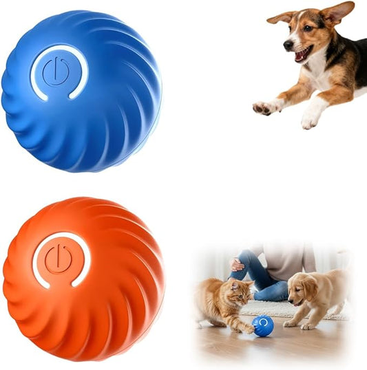 Interactive Dog Toys Dog Ball, Automatic Flashing Light Up Ball, Bite-Resistant Chew Toy to Stimulate Play and Relieve Boredom for Dogs and Cats (Blue+Orange)