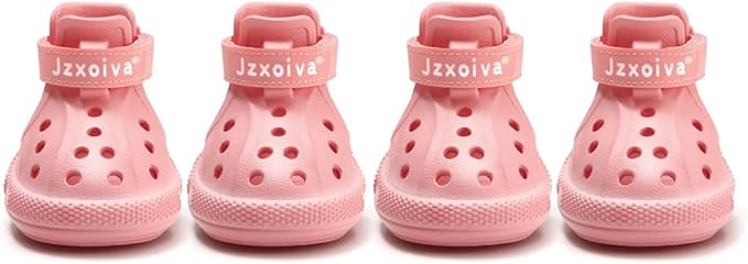 JZXOIVA Dog Shoes for Hot Pavement, Dog Booties for Medium Dogs, Breathable Dog Boots & Paw Protectors, Adjustable Non-Slip Rain Booties, Waterproof Pets Sandals for Beach Pink Size 6