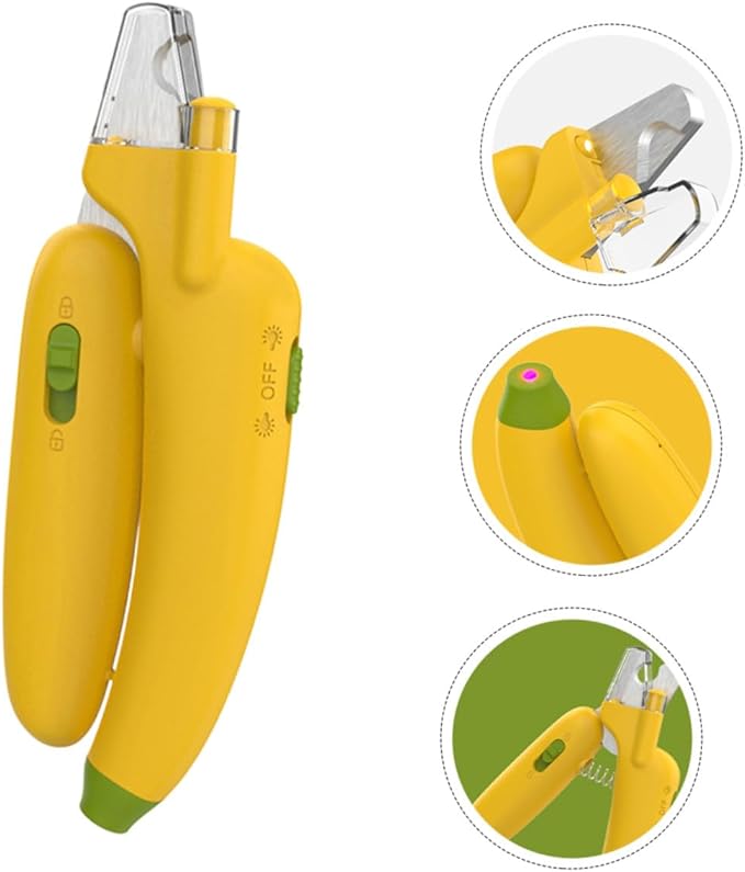 TOYANDONA LED Illuminated Pet Nail Clipper for Cats and Dogs Sharp Blades with Safety Guard Ergonomic Elastic Design for Easy Precise and Effortless Nail Trimming Yellow