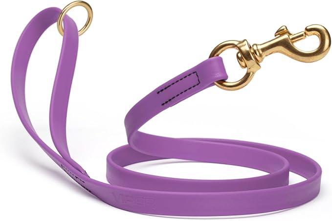 Viper Biothane K9 Working Dog Leash Waterproof Lead for Tracking Training Schutzhund Odor-Proof Long Line with Solid Brass Snap for Puppy Medium and Large Dogs 6ft, Amethyst Purple