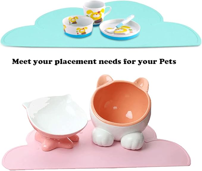 Love Dream Silicone Pet Feeding Food Mat with Raised Edge, Anti-Slip Waterproof Pet Bowl Mat Placemat for Dog and Cat (Coffee)