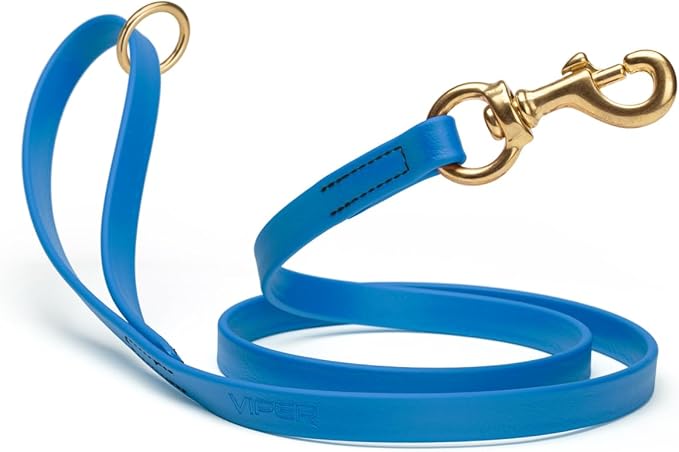Viper Biothane K9 Working Dog Leash Waterproof Lead for Tracking Training Schutzhund Odor-Proof Long Line with Solid Brass Snap for Puppy Medium and Large Dogs 6ft, Cerulean Blue