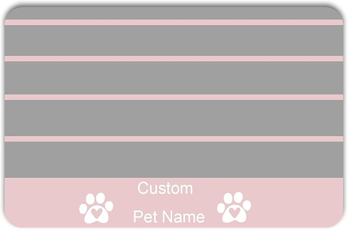 Personalized Dog/Cat Food Mat - Non-Slip, Waterproof, Custom Pet Mat (Stripe)