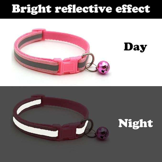 Orange XXS Kitten Collar with Bell Leash Set, Soft Reflective Dog Collars Adjustable Buckle for XS Extra Small Tiny Female Male Boys Girls Pets Cats Puppy Teacup Yorkie X-Small