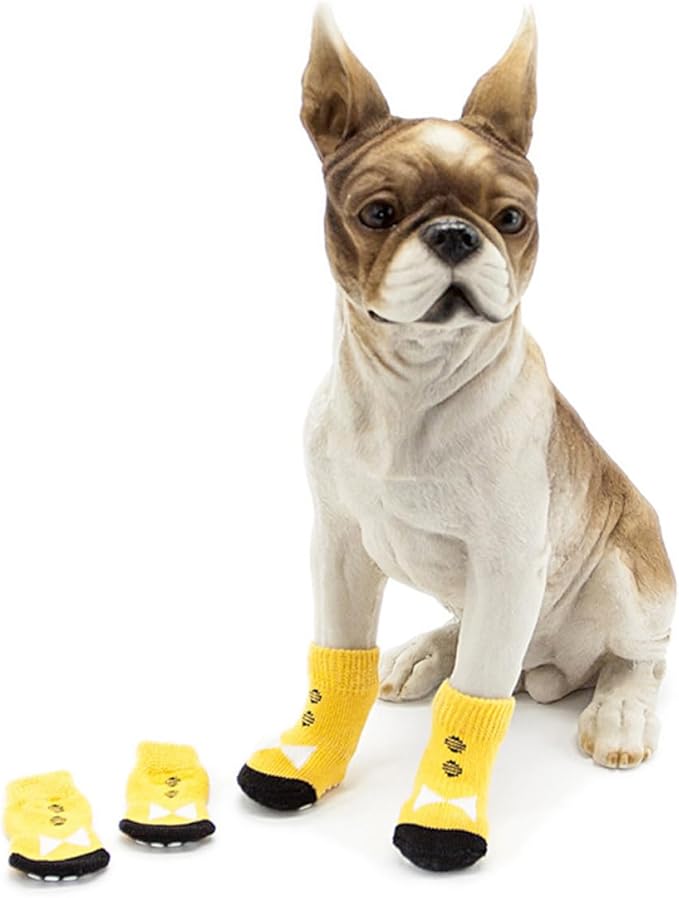 Luxshiny 4Pcs XL Pet Dog Socks Anti-Slip Cotton Footwear for Puppies Non-Slip Paw Protectors Skin-Friendly Comfortable Stockings for Cold Weather and Indoor Use