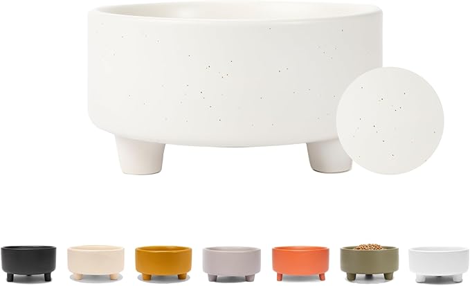 Waggo Uplift Ceramic Dog Bowl for Small Medium and Large Breeds - Heavyweight and Durable Pet Food and Water Dish Crock, Dishwasher Safe, Modern, Elevated Feeder (Speckle, Medium)