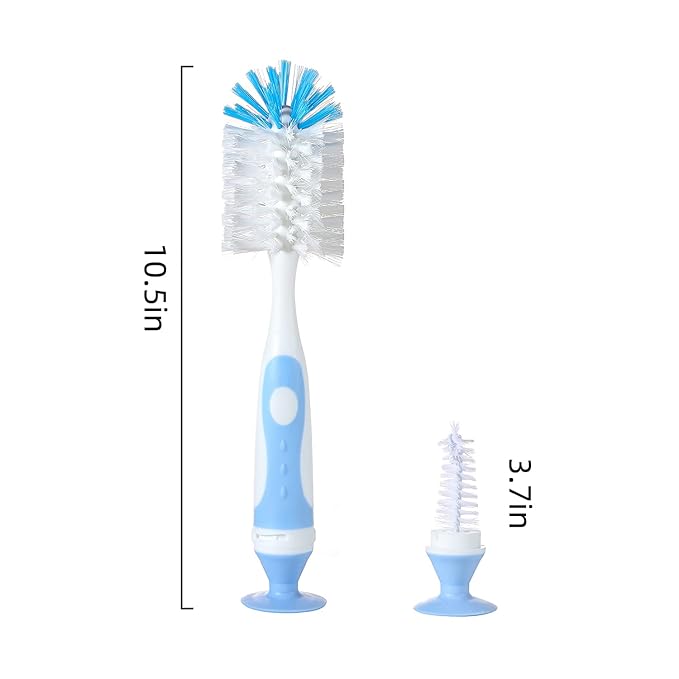 Chemimoso Multifunctional Cleaning Brush, Baby Bottle Brush, Bottle Brush Cleaner, Rotate The Suction Cup to Obtain The Small Bristle Brushes, Set Z, Pink, Nylon and Nylon Brush