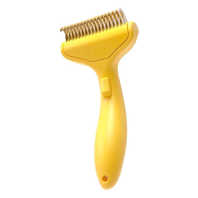 2026 Upgrade Cat Grooming Brush Self Cleaning, Self Cleaning Slicker Brush Small for Dog & Cat, Pet Grooming Deshedding Tool for Detangling & Dematting Long, Easy To Clean Loose Undercoat (Yellow#H)