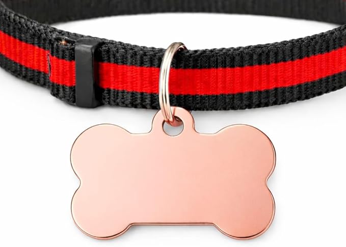 Custom Stainless Steel Dog Tag – Laser Engraved Pet ID Tag, Shiny Polished Metal, Lightweight & Affordable, Personalized for Dogs & Pets (Medium, Rose Gold)