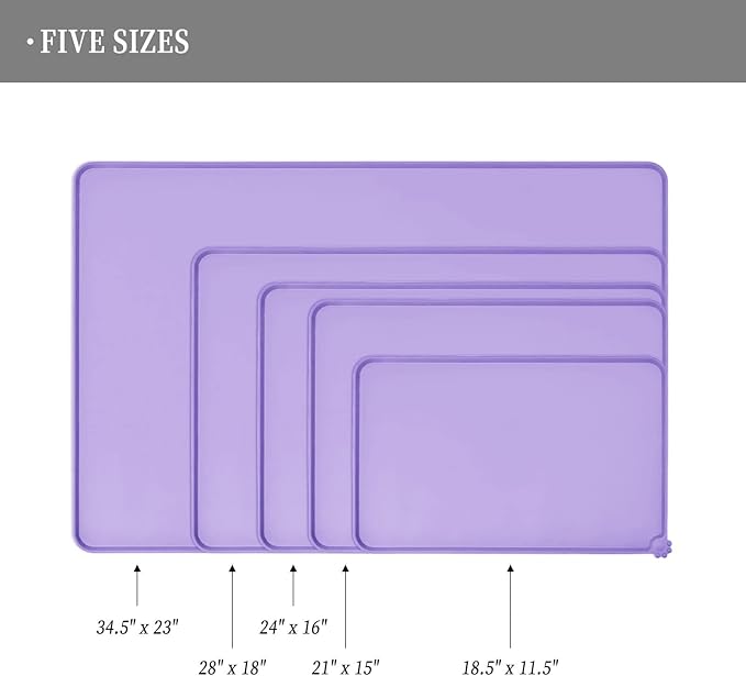 Reopet Waterproof Pet Feeding Mat with High Raised Edges, Heavier and Thicker Placemats for Cat Dog Water Bowl with BPA Free, Dogs Cats Food Mats for Messy Drinkers to Prevent Spill and Protect Floors
