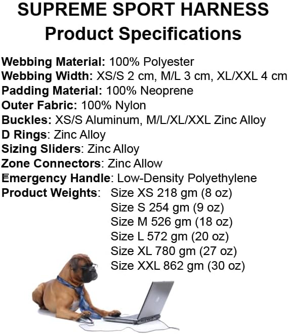 Supreme Sport Dog Harness with Leash - No Choke/Pull/Escape Dog Harness with Adjustable Padding, Easy On/Off, High Strength Buckles, Emergency Handle and 3 Connect Points (Silver, M)