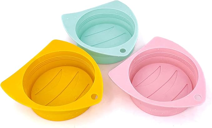 Kwispel 3 Pack Dog Cat Food Can Lids - Silicone Stretch Lids Covers for Pet Food Cans, Reusable Universal Size Fit Medium and Large Size Cans