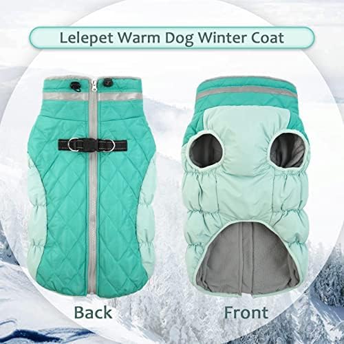 Lelepet Dog Coat Warm Dog Winter Coat Waterproof Dogs Jacket with Harness Built in Reflective Pet Fleece Vest Zip-Up Cold Weather Coats for Dogs Turtleneck & Windproof Coats Chihuahua Mint Green XS
