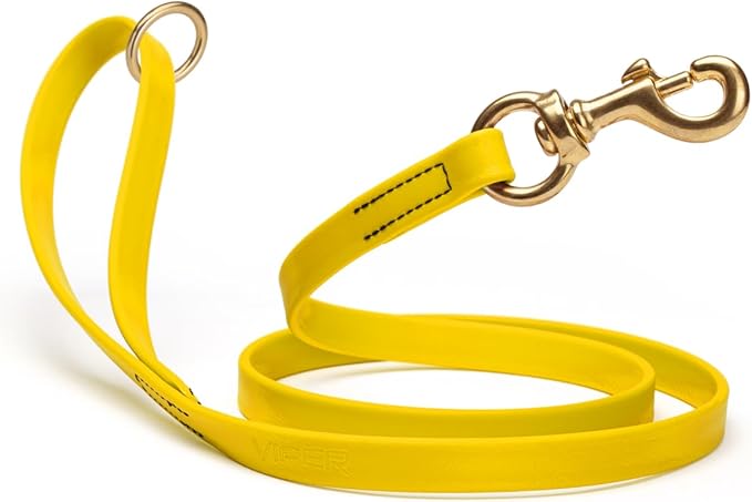 Viper Biothane K9 Working Dog Leash Waterproof Lead for Tracking Training Schutzhund Odor-Proof Long Line with Solid Brass Snap for Puppy Medium and Large Dogs 4ft, Lemon Yellow