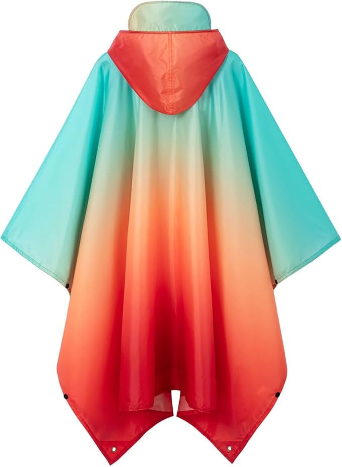 Hooded Rain Poncho for Adult, Waterproof Lightweight Raincoat for Hiking Camping