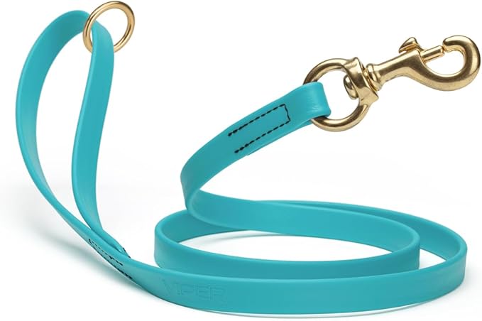 Viper Biothane K9 Working Dog Leash Waterproof Lead for Tracking Training Schutzhund Odor-Proof Long Line with Solid Brass Snap for Puppy Medium and Large Dogs 6ft, Sky Blue