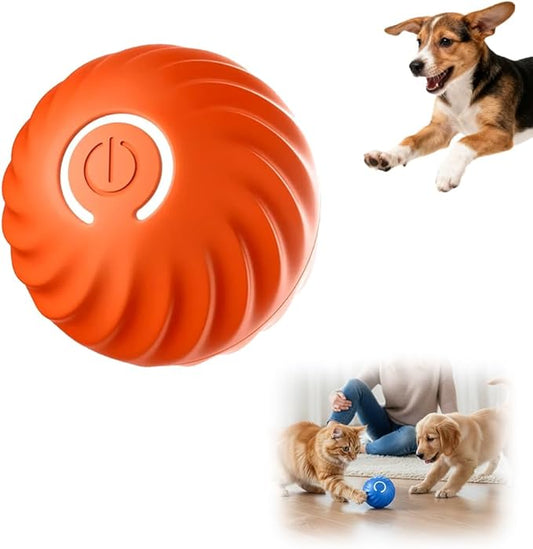 Interactive Dog Toys Dog Ball, Automatic Flashing Light Up Ball, Bite-Resistant Chew Toy to Stimulate Play and Relieve Boredom for Dogs and Cats (Orange)