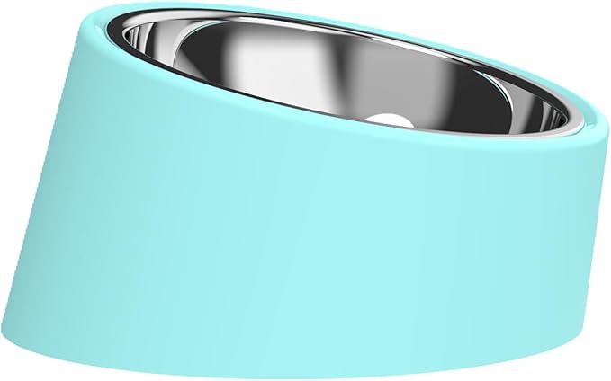 15° Tilted Elevated Dog Bowl, Anti-Choke Non-Slip No-Spill Stainless Steel Pet Feeder, 2-in-1 Detachable Food & Water Dish for Small Medium Large Dogs and Cats, Ergonomic Raised Feeder (Blue, M)