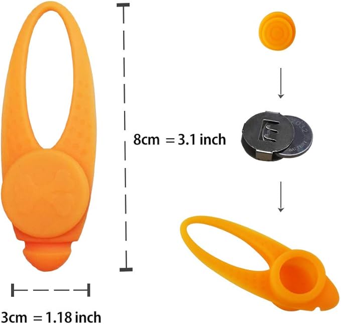 LaRoo LED Dog Collar Lights for Nighttime, Clip On Light up Dog Collar Walking Flashlight (Orange-A)