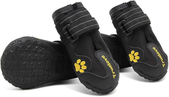 MOKCCI Truelove Dog Boots,Waterproof Pet Shoes with Reflective Straps for Paw Protectors Small Medium Large Dog Summer Winter Snow Outdoor Walking