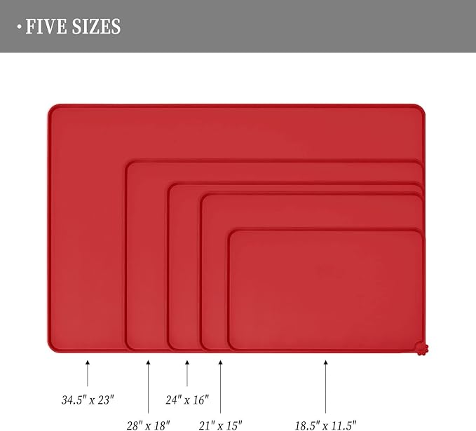 Reopet Waterproof Pet Feeding Mat with High Raised Edges, Heavier and Thicker Placemats for Cat Dog Water Bowl with BPA Free, Dogs Cats Food Mats for Messy Drinkers to Prevent Spill and Protect Floors