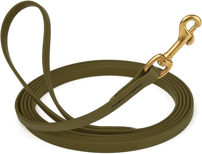 Viper K9 Biothane Working Dog Leash Waterproof Lead for Tracking Training Schutzhund Dog Sport & Search - Odor-Proof Long Line with Solid Brass Snap for Puppy Medium Large 1/2" x 20ft Olive Drab Green