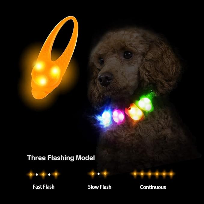 LaRoo LED Dog Collar Lights for Nighttime, Clip On Light up Dog Collar Walking Flashlight (Orange-A)
