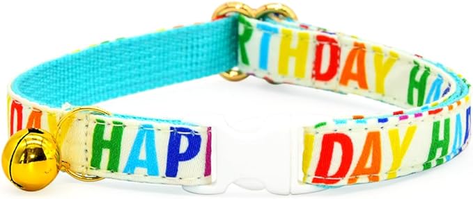Happy Birthday Cat Breakaway Collar Bow Tie with Bell, Wedding/Birthday Cat Accessories