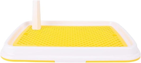 Pee Pad Holder for Dog,with Grate Odor Proof Easy to Clean Plastic Pee Pad Pet Potty Tray for Small Dogs (Yellow)