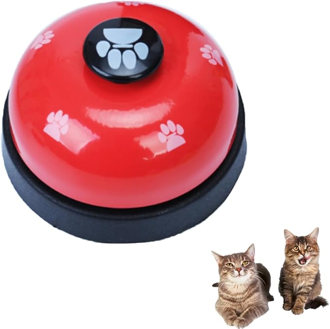 Dog Bell, 1PC Dog Training Bell Puppy Pet Training Bells Cat Door Clear Ring Tell with Non-Skid Rubber Base Communication Device for Your Pet(Red)