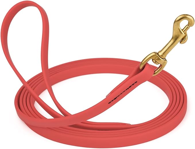 Viper K9 Biothane Working Dog Leash Waterproof Lead for Tracking Training Schutzhund Dog Sport & Search - Odor-Proof Long Line with Solid Brass Snap for Puppy Medium and Large 1/2" x 20ft Coral