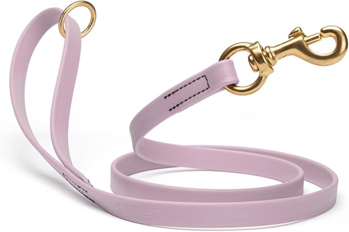 Viper Biothane K9 Working Dog Leash Waterproof Lead for Tracking Training Schutzhund Odor-Proof Long Line with Solid Brass Snap for Puppy Medium and Large Dogs 4ft, Pastel Purple