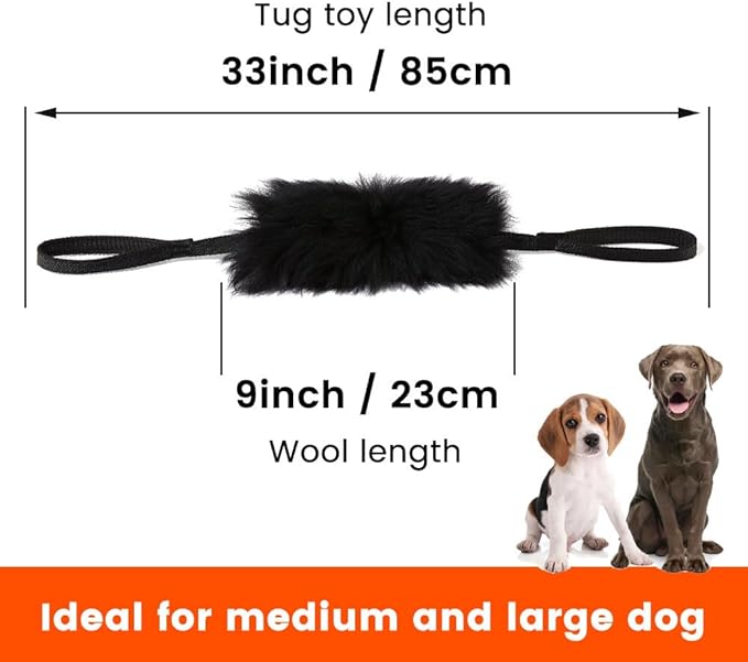 HOWGO Dog Bungee Chaser Toy Double Handles Natural Sheepskin Fur for All Breeds(Pink,2Pack)