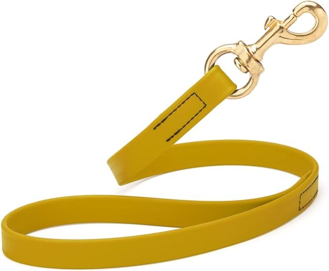Viper Biothane K9 Working Dog Leash Waterproof Lead for Tracking Training Schutzhund Odor-Proof Long Line with Solid Brass Snap for Puppy Medium and Large Dogs 20in, Treasure Gold