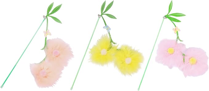 Cat Toy,Lovely Cat Toy Funny Simulation Fish Feather with Bells Funny Exercise Teaser Stick Toy for Kitten with Feather