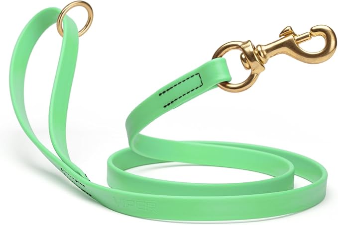 Viper Biothane K9 Working Dog Leash Waterproof Lead for Tracking Training Schutzhund Odor-Proof Long Line with Solid Brass Snap for Puppy Medium and Large Dogs 4ft, Sea Foam Green