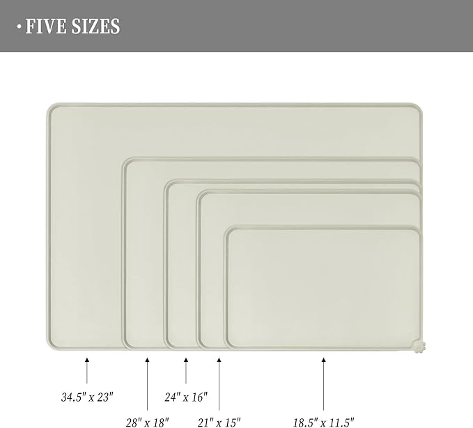 Reopet Waterproof Pet Feeding Mat with High Raised Edges, Heavier and Thicker Placemats for Cat Dog Water Bowl with BPA Free, Dogs Cats Food Mats for Messy Drinkers to Prevent Spill and Protect Floors