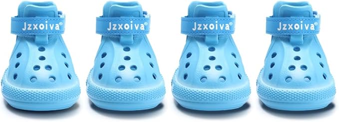 JZXOIVA Dog Shoes for Hot Pavement, Dog Booties for Medium Dogs, Breathable Dog Boots & Paw Protectors, Adjustable Non-Slip Rain Booties, Waterproof Pets Sandals for Beach Blue Size 6
