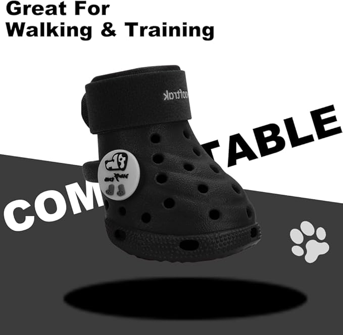 Dog Shoes Breathable Dog Shoe for Hot Pavement, Dog Booties and Paw Protectors, Non-Slip Waterproof Dog Sandals Boots (Black, L: (3.1’’x2.5'')(L*W))