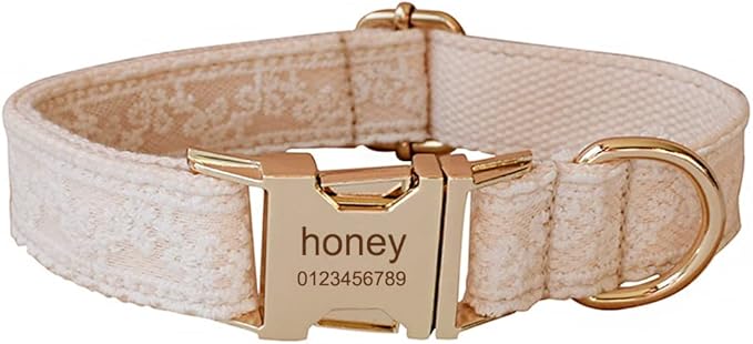Personalized Dog Collars for Puppy Small Medium Large Pets with Engraved Name and Phone Number (S, Lace)