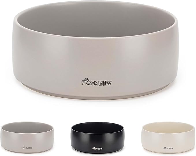 Ceramic Dog Bowl, 5.5-Inch Small, Spill Resistant, Heavy Duty Modern Pet Feeding for Small and Medium Dogs (16 oz) Gray