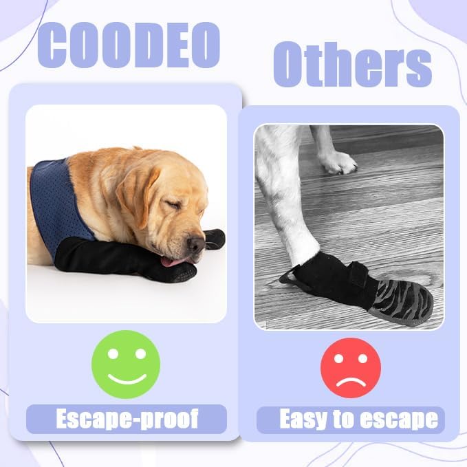 COODEO Dog Socks & Paw Protectors - Front Paws Only, Non-Slip Waterproof Dog Boots to Prevent Paw Licking, Protect Wounds & Aids Post-Surgery Recovery (Blue, M)