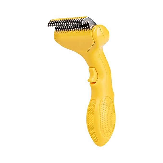 2026 Upgrade Cat Grooming Brush Self Cleaning, Self Cleaning Slicker Brush Small for Dog & Cat, Pet Grooming Deshedding Tool for Detangling & Dematting Long, Easy To Clean Loose Undercoat (Yellow#D)